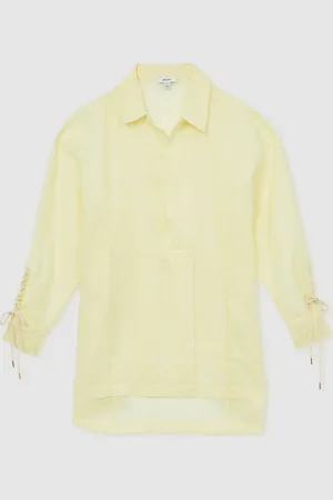 Reiss Talia Ramie Open-Collar Kaftan ShirtL