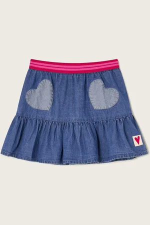 Monsoon Heart Ruffle Denim 100% Cotton Skirt152158 cm