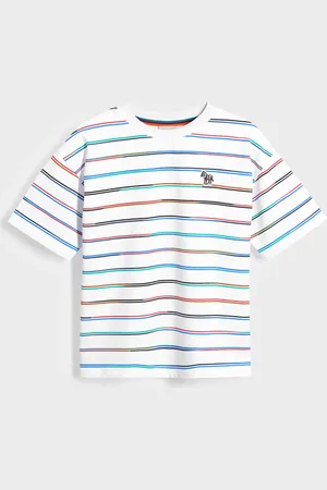 Paul Smith Boys Oversized Gradient Striped 100% Cotton Short Sleeve White T-Shirt6