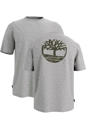 Timberland Grey 100% Organic Cotton Kennebec River Back Camo Tree Logo Short Sleeve T-Shirt2X-L
