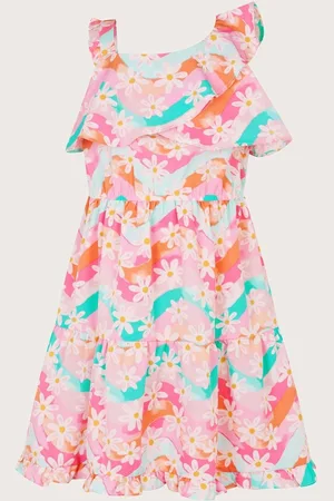 Monsoon Asymmetrical Frilly Floral Print Dress98104 cm