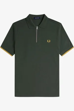 Fred Perry Crepe Pique Zip Neck Polo ShirtL