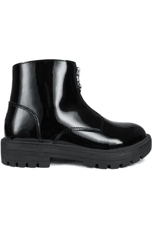 Toezone Lydia Girls Patent Leather Zip Black BootsEU 27 (UK 9)