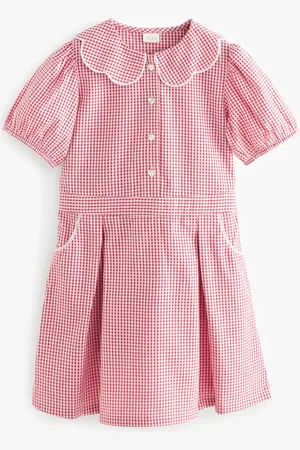 Next Sukienka szkolna z dużą zawartością bawełny, wzorem w kratę Gingham i muszelkowym kołnierzykiem (3-14 lat)4 lat (104 cm)