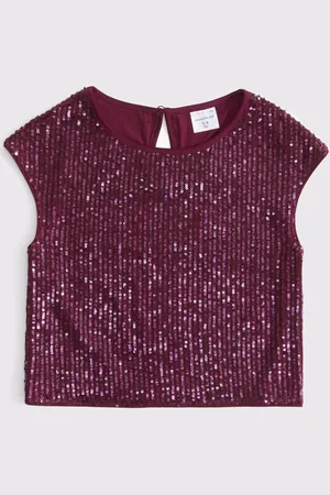 Abercrombie & Fitch Red Sequin Occasion Sleeveless Cropped Top17