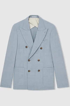 Reiss Belmont Db Slim-Fit Double-Breasted Textured Suit Blazer With Wool38 R