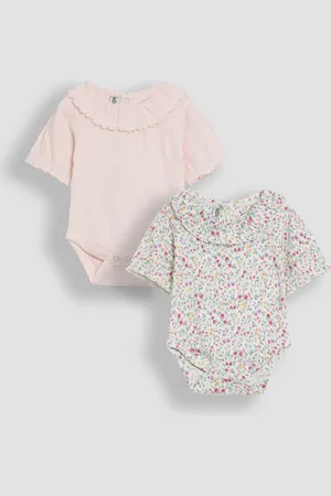 JoJo Maman Bébé Floral Frill Collar Bodies 2 Pack8086 cm
