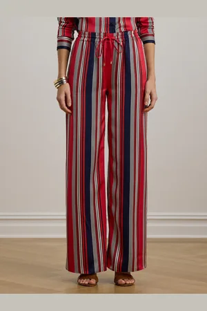 Ralph Lauren Ziakash Striped Satin Charmeuse Wide-Leg TrousersL