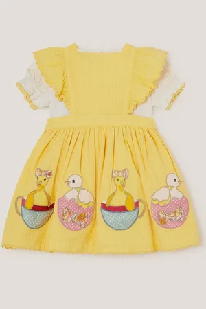 Monsoon Baby Duck Pinafore 100% Cotton Dress98104 cm