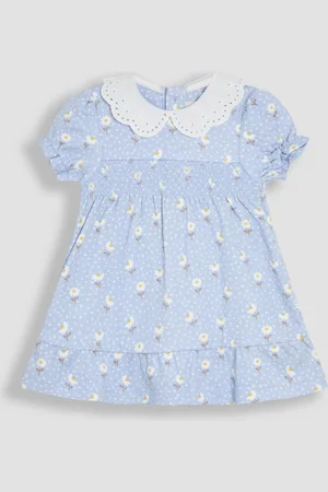 JoJo Maman Bébé Floral Print Broderie Collar Smocked Dress7480 cm
