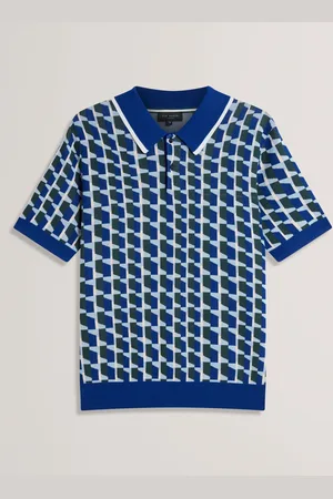 Ted Baker Rossio Short Sleeve Rayon Geometric Polo Shirt2X-L