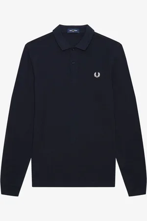 Fred Perry Plain Long Sleeve 100% Cotton Polo ShirtXL