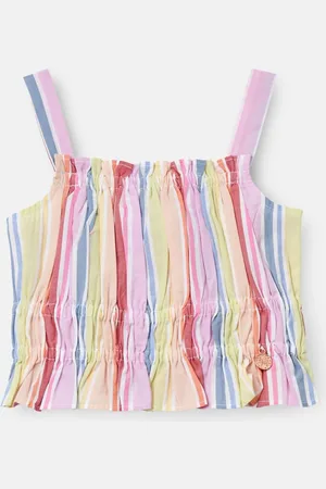 Angel & Rocket Faye Multi Stripe Shirred 100% Cotton Top110116 cm