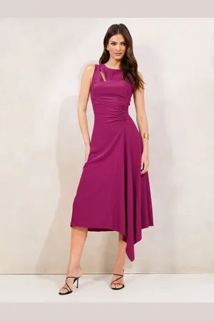 Lipsy London Sleeveless Ruched Front Asymmetrical Midi Dress38