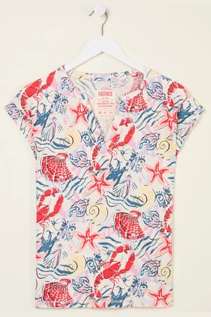 Fat Face FatFace Linen Blend Notch Neck TopEU 44 (UK 16)