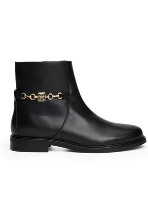 Tommy Hilfiger Czarne skórzane buty z łańcuszkiemEU 39 (UK 6)