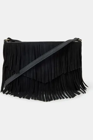 Accessorize Suede Fringe Cross-Body BagJeden