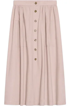 Albaray Pink Linen Button Midi Skirt38
