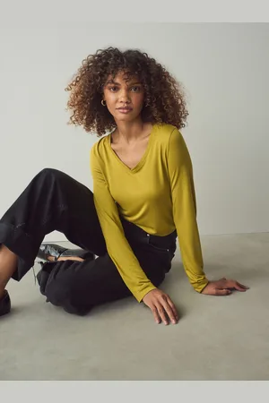 Next Print Slouch V-Neck Long Sleeve T-ShirtL Reg