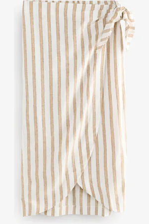 Next Linen Rich Striped Wrap Midi SkirtEU 36 Petite (UK 4 P)