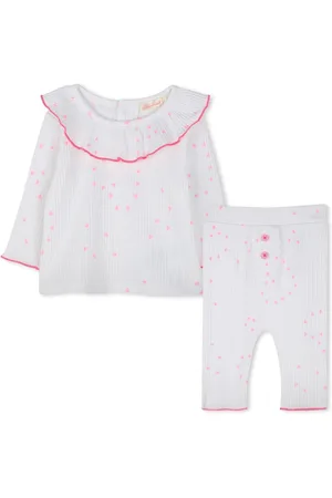 Billieblush Baby Heart Print White Top & Leggings Set With Frill Neckline8692 cm