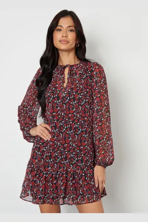 Threadbare Floral Tie Front Ruffle Mini Dress44