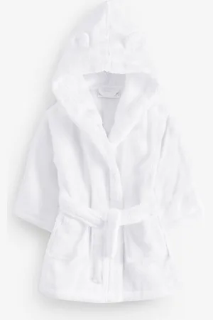 The White Company Hydro 100% Organic Cotton White Robe With Ears1.5-2 lat