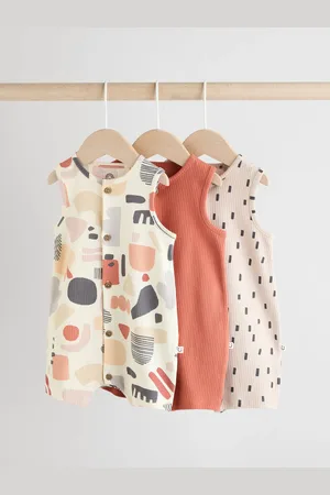 Next Baby 100% Cotton Vest Rompers 3 PackDo 3 miesięcy (62 cm)