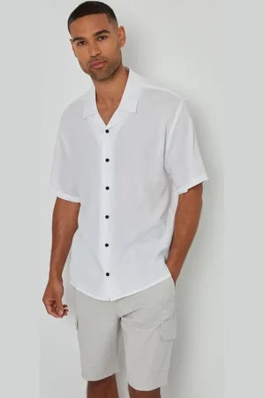 Threadbare Linen Blend Revere Collar Short Sleeve ShirtXXL