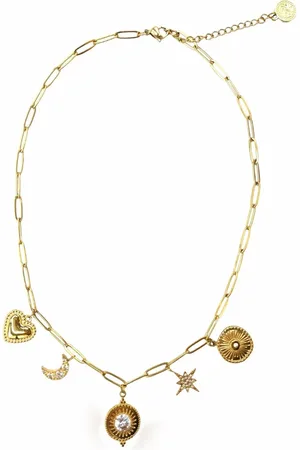 Bibi Bijoux Gold Tone Celestial Stainless Steel Charm NecklaceJeden