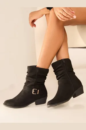 Lipsy London Flat Faux Suede Buckle ruched Ankle BootEU 36 (UK 3)