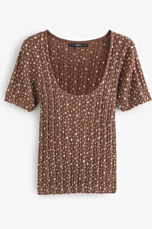 Next Fine Knit Ribbed Scoop Neck T-ShirtX-Large Regular