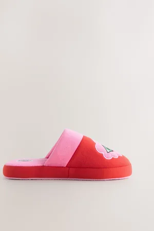 Eleanor Bowmer Red/Pink Eye Embroidered Mule SlippersXL
