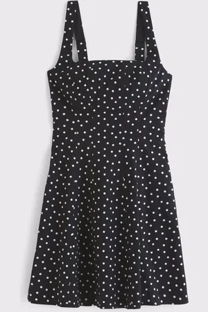 Abercrombie & Fitch Stretch Polka Dot Mini Black DressL