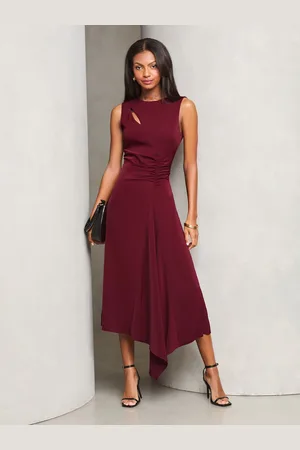 Lipsy London Sleeveless Ruched Front Asymmetrical Midi Dress36