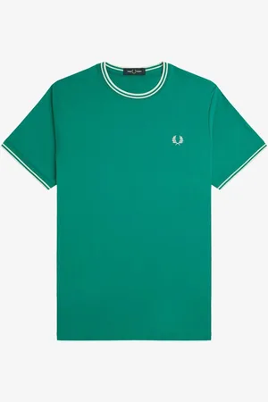 Fred Perry Green 100% Cotton Twin Tipped Logo T-ShirtS
