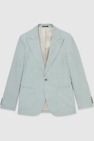 Reiss Warner Linen Single-Breasted Slim Fit Suit Blazer40 R