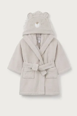 The White Company Natural Organic Cotton Lion Hooded Robe0-6 miesięcy