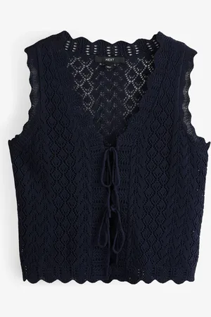 Next Lace Knit Tie Front Vest with LinenS