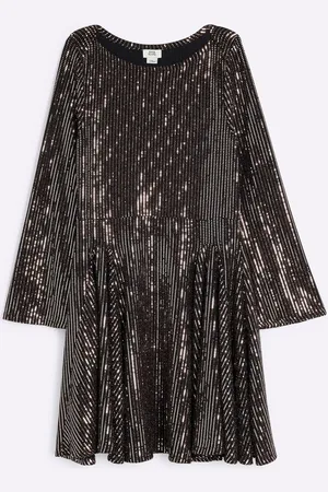 River Island Dziewczęca sukienka z efektem lustrzanym w kolorze różowego złota, w 100% z bawełny5
