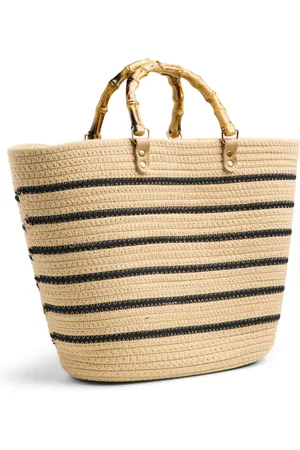 Pieces® Raffia Stripe 100% Cotton Beach BagJeden