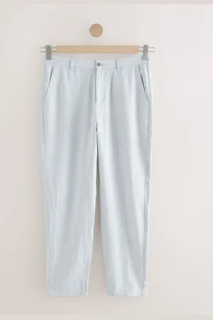 Next Elasticated Waist Textured Linen Blend Trousers34 L