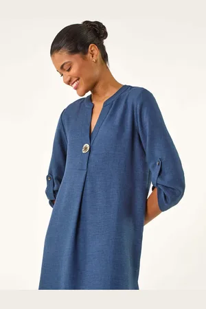 Roman Horn Button Detail Longline Tunics Top42