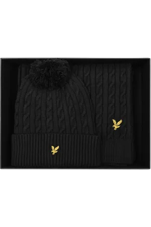 Lyle & Scott Zestaw : dzianinowa czapka z pomponem i szalikJeden