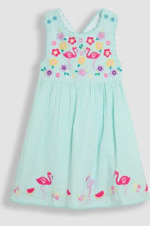 JoJo Maman Bébé Appliqué Seersucker Cross Back Dress8692 cm