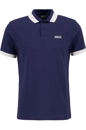 Barbour Blue Caleb Multi Tipped 100% Cotton Polo ShirtS