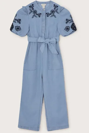 Monsoon Floral Embroidered Chambray Jumpsuit104110 cm