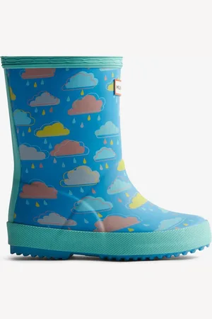 Hunter Kids Blue First Rain Cloud Print Welliesuk4eu205
