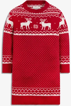 The Little Tailor Kids Christmas Reindeer Fairisle Pattern Dress2