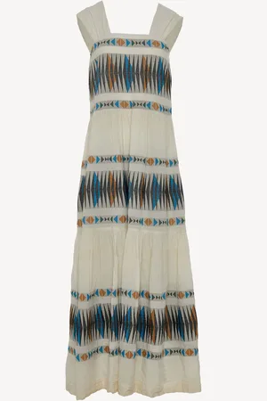 Devotion Twins ELEGANT Embroidered Stripe Maxi 100% Cotton DressS